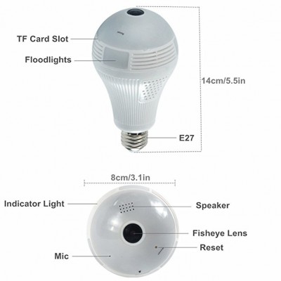 China New product cctv Indoor hidden spy led wifi bulb camera for home safety