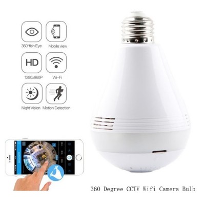 Bulb Light Wireless IP Camera Wi-fi FishEye 960P Mini CCTV Camera 1.3 MP Home Security WiFi Camera Bulb